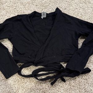 Black Wrap Tie Crop Top for Dance
